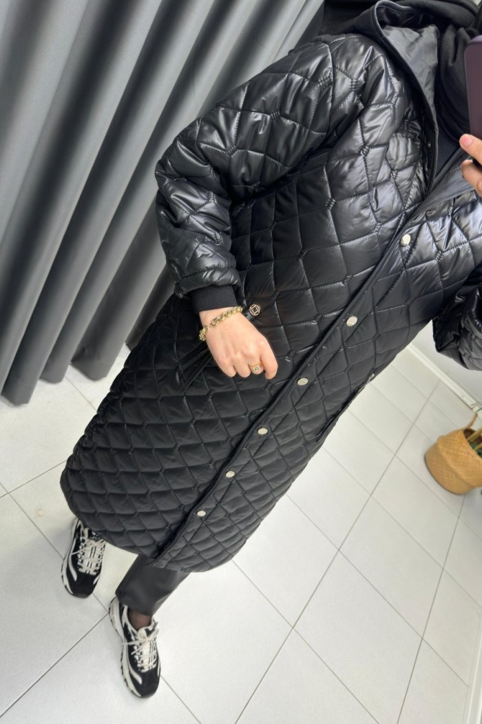Levidor Kapitone Çıtçıtlı Mont  Siyah
